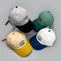 Korean Letter Embroidery Quick Drying Baseball Hats New Unisex Breathable Color Block Sunshade Versatile ins Fashion Peaked Caps