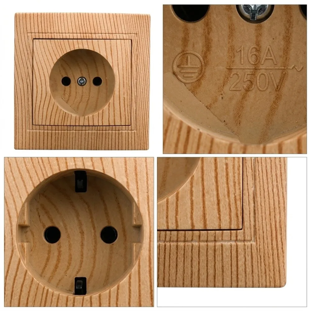 Mechanical 1 Gang 1 Way Switch with Wood Line Visual Theme 10A 250V AC For Residential Lighting and Small Appliance Control