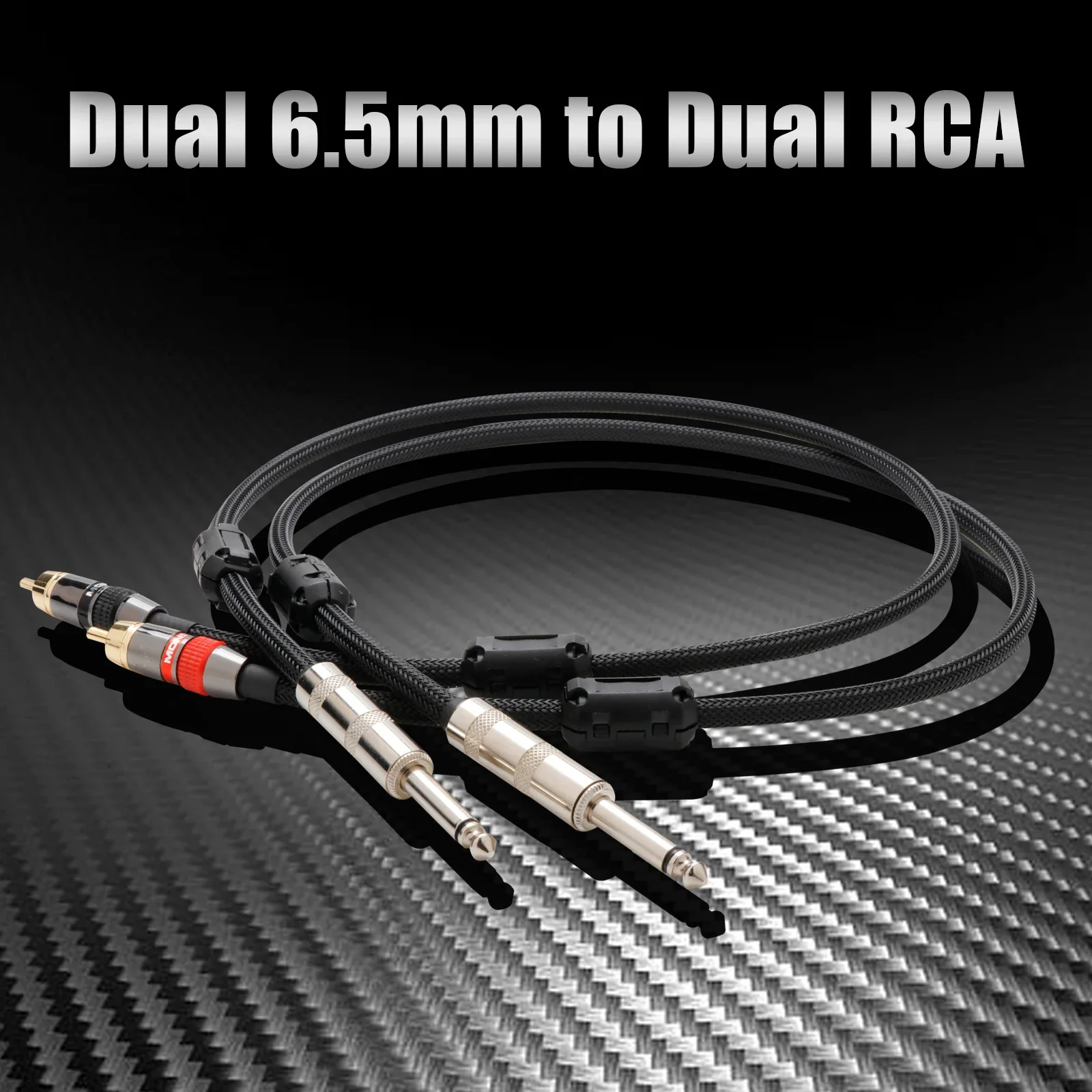 

1 Pair HiFi Audio Cable Dual Male 6.35mm 1/4" Phono Mono to RCA Connector Signal Cord