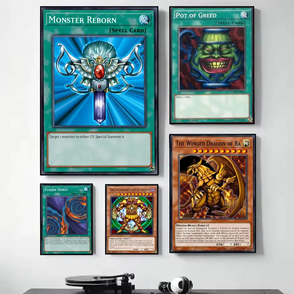 Y-Yu-Gi-Oh Classic Painting Calligraphy Self Adhesive Wall Art Waterproof Print For Bedroom Living Room Hallway Home Decor