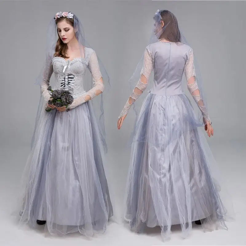

customizedHalloween cosplay party ghost bride dress scary queen stage costume cemetery ghost dress costume dance party anime