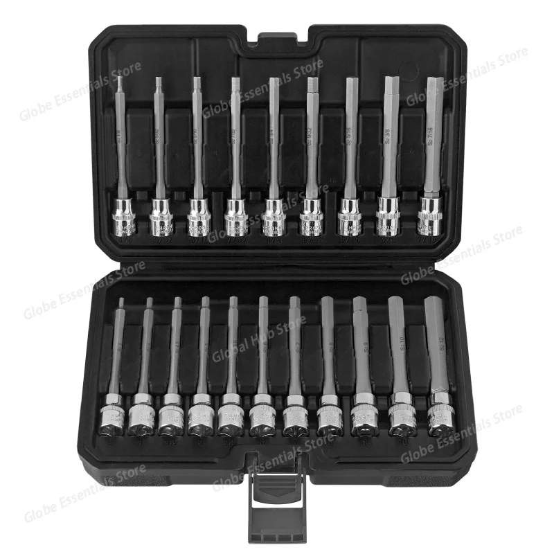 

20PCS Socket Wrench Tool Set 3/8" Drive Extended Hexagonal Socket Metric & Imperial Screwdriver Batch Head Sleeve Hand Tool