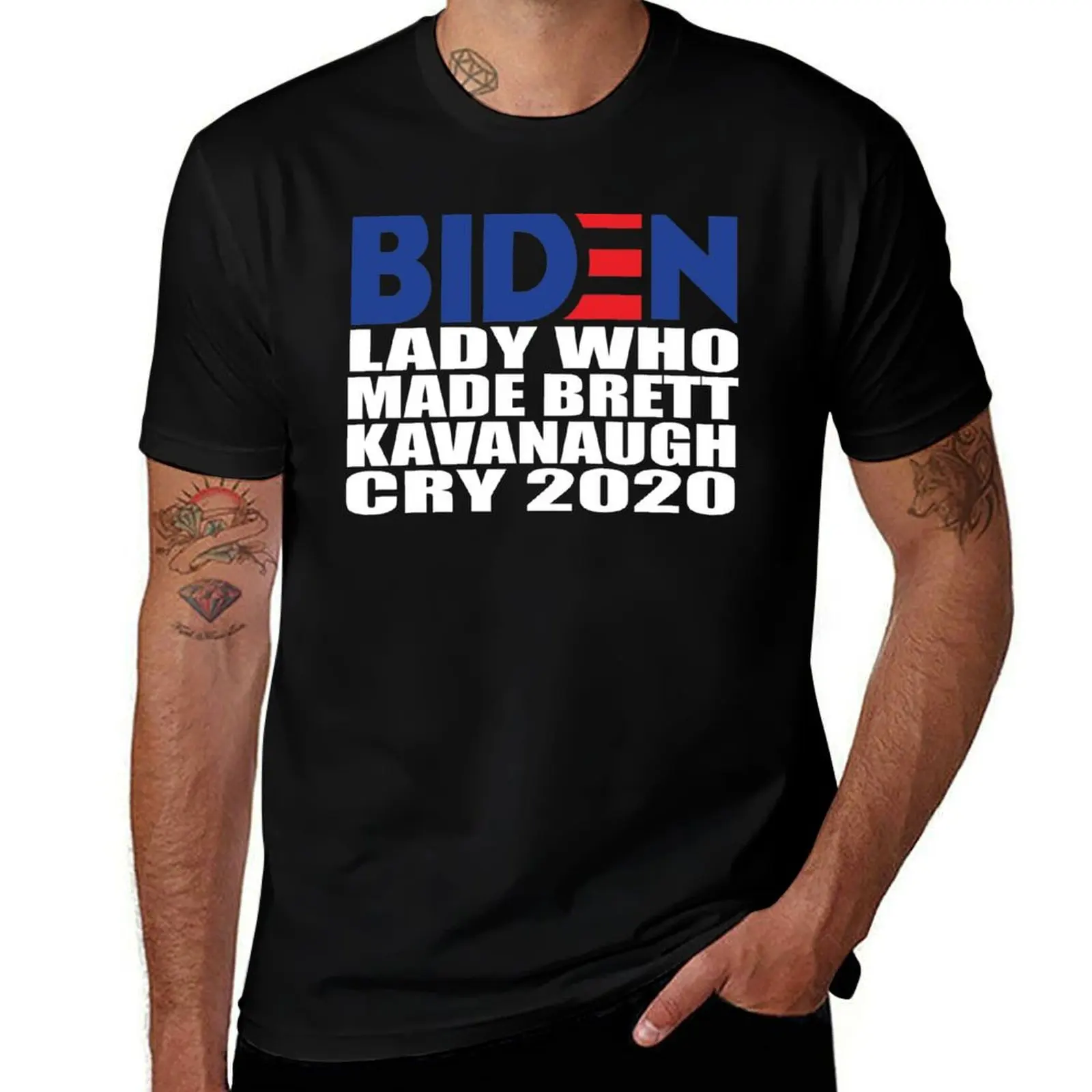 

Футболка BIDEN LADY WHO MADE BRETT KAVANAUGH CRY 2020, мужская футболка из 100% хлопка, люксовый бренд, мужская дизайнерская футболка