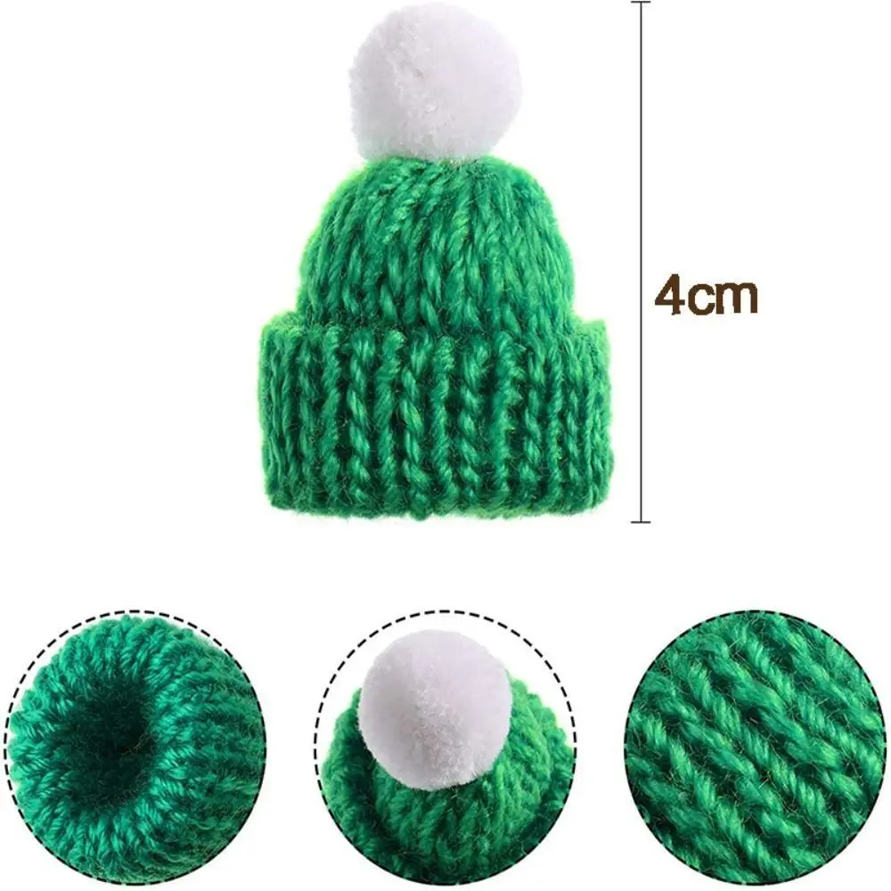 10 Uds DIY Mini sombreros tejidos adornos tejer Navidad Mini gorros de muñeca tejidos artesanía de costura de poliéster Mini sombrero de lana