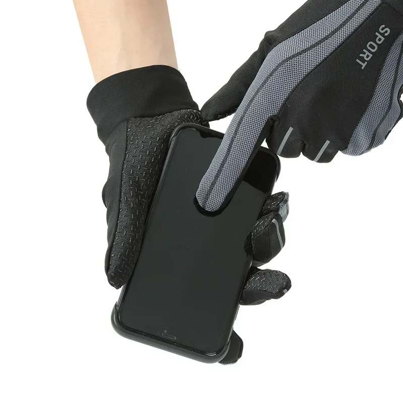 

Велосипедные перчатки унисекс с сенсорным экраном и полным пальцем для езды на велосипеде на открытом воздухе, катания на лыжах, езды на мотоцикле — ветрозащитные и теплые, 1 пара