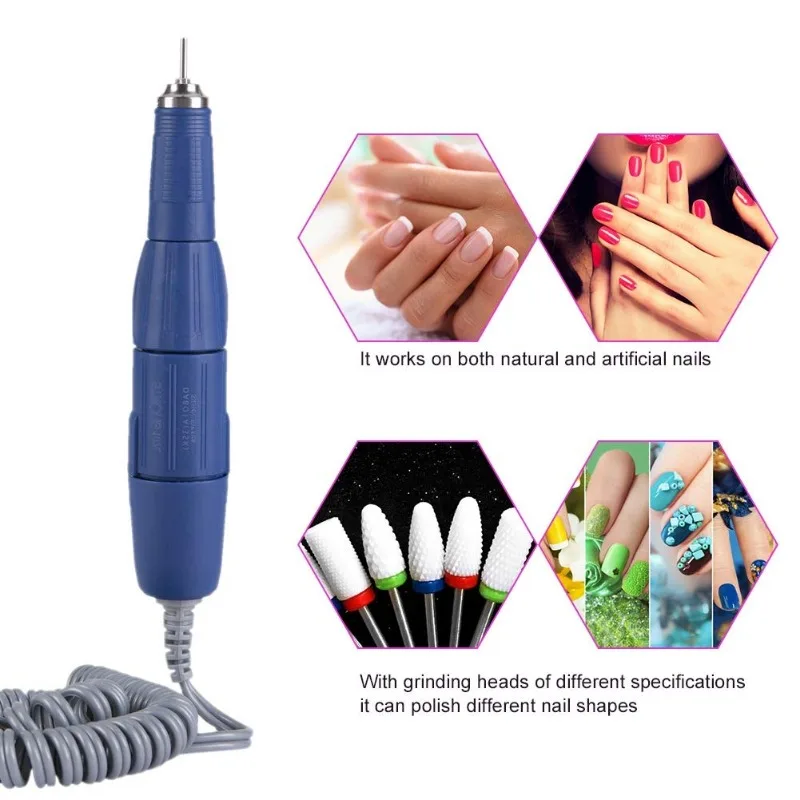 Portable Nail Drill Handpiece Strong 102L Electric Manicure Pedicure Machine Handle for Acrylic Nails Micromotor Accessories