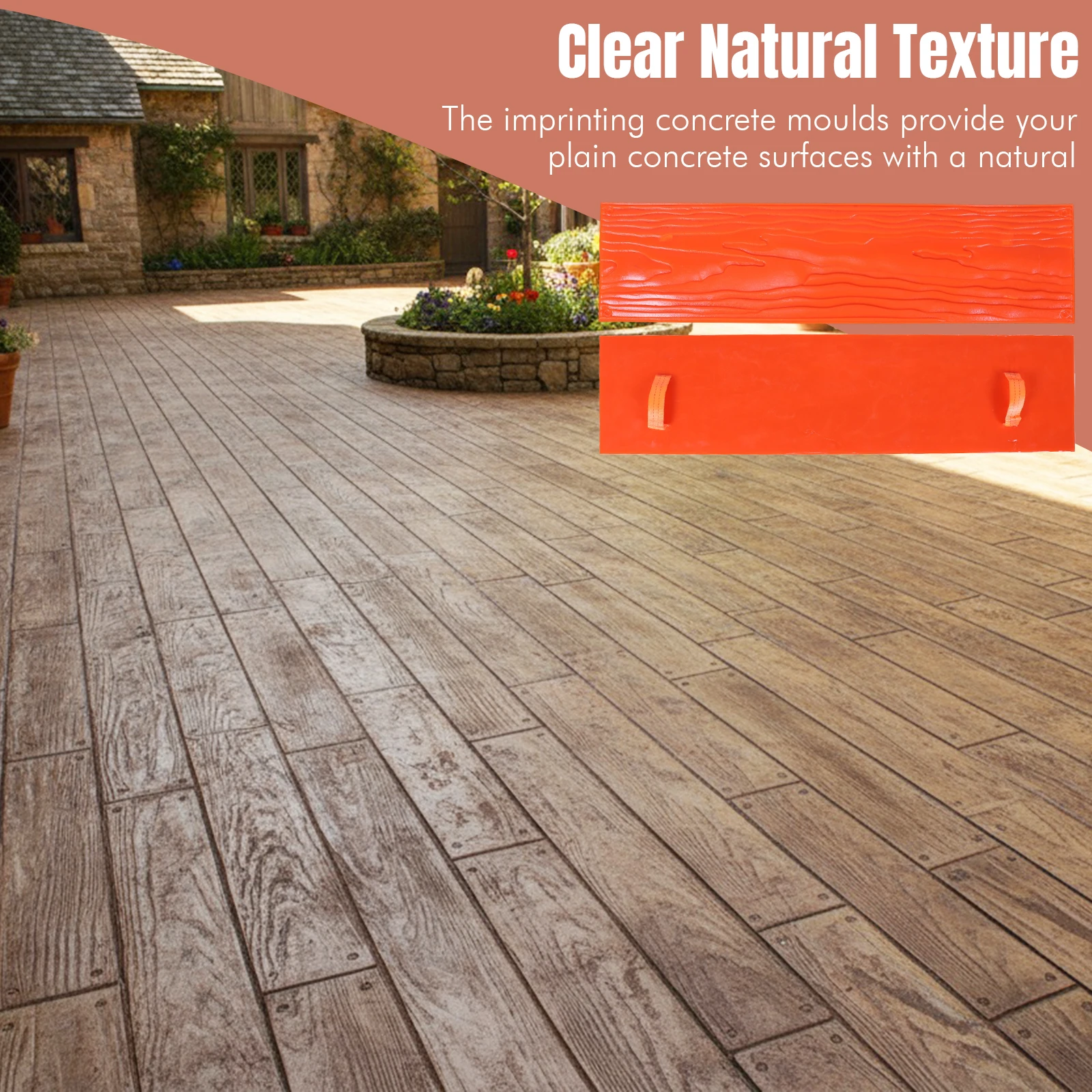 

122x31cm Realistic Wood Floor Texture Concrete Texture Mat Polyurethane Panel Texture Concrete Molds for Indoor/Outdoor Floors