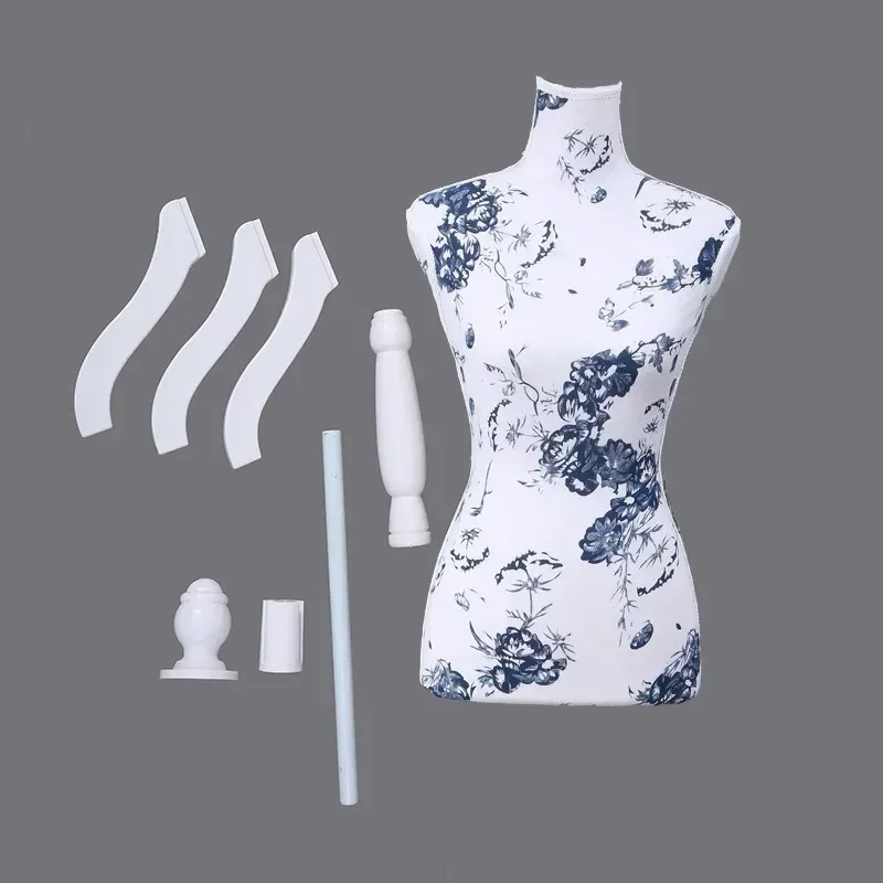 Sewing Plastic PU Foam Tailor Female Mannequin Printed Linen Mannequin for Clothing Design Model Display Stand Can Be Pin