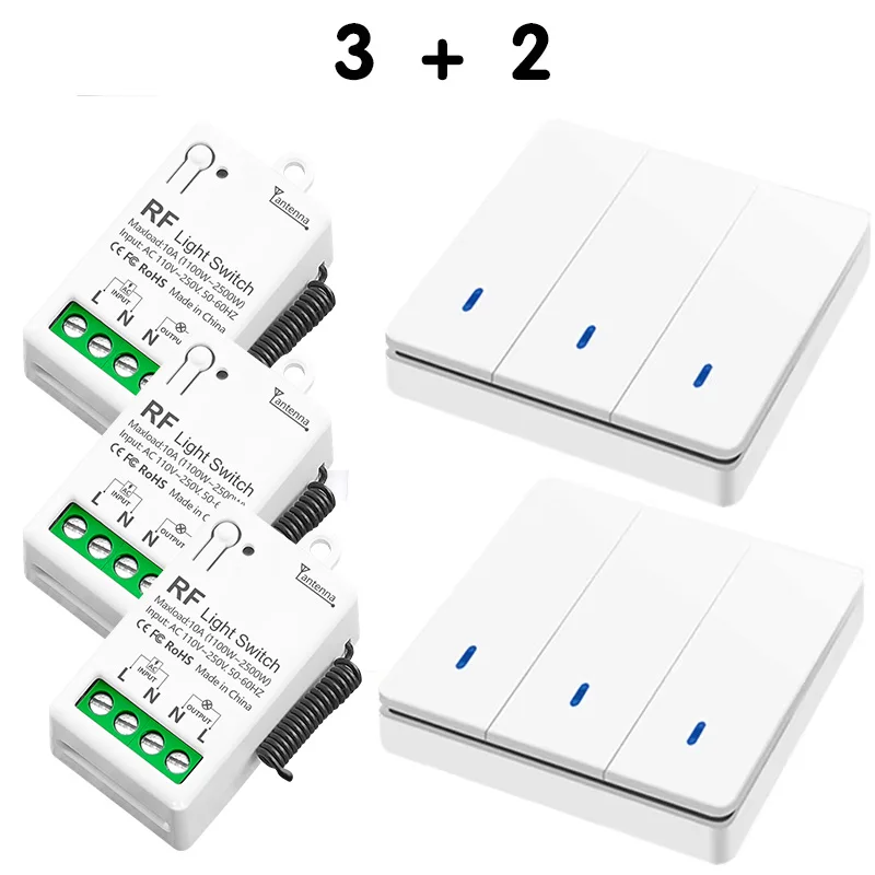 WenQia Wireless Smart Switch Licht RF 433 Mhz 86 Wand Panel Schalter mit Fernbedienung Mini Relais Empfänger 220 V Hause led Licht Lampe Fan 4