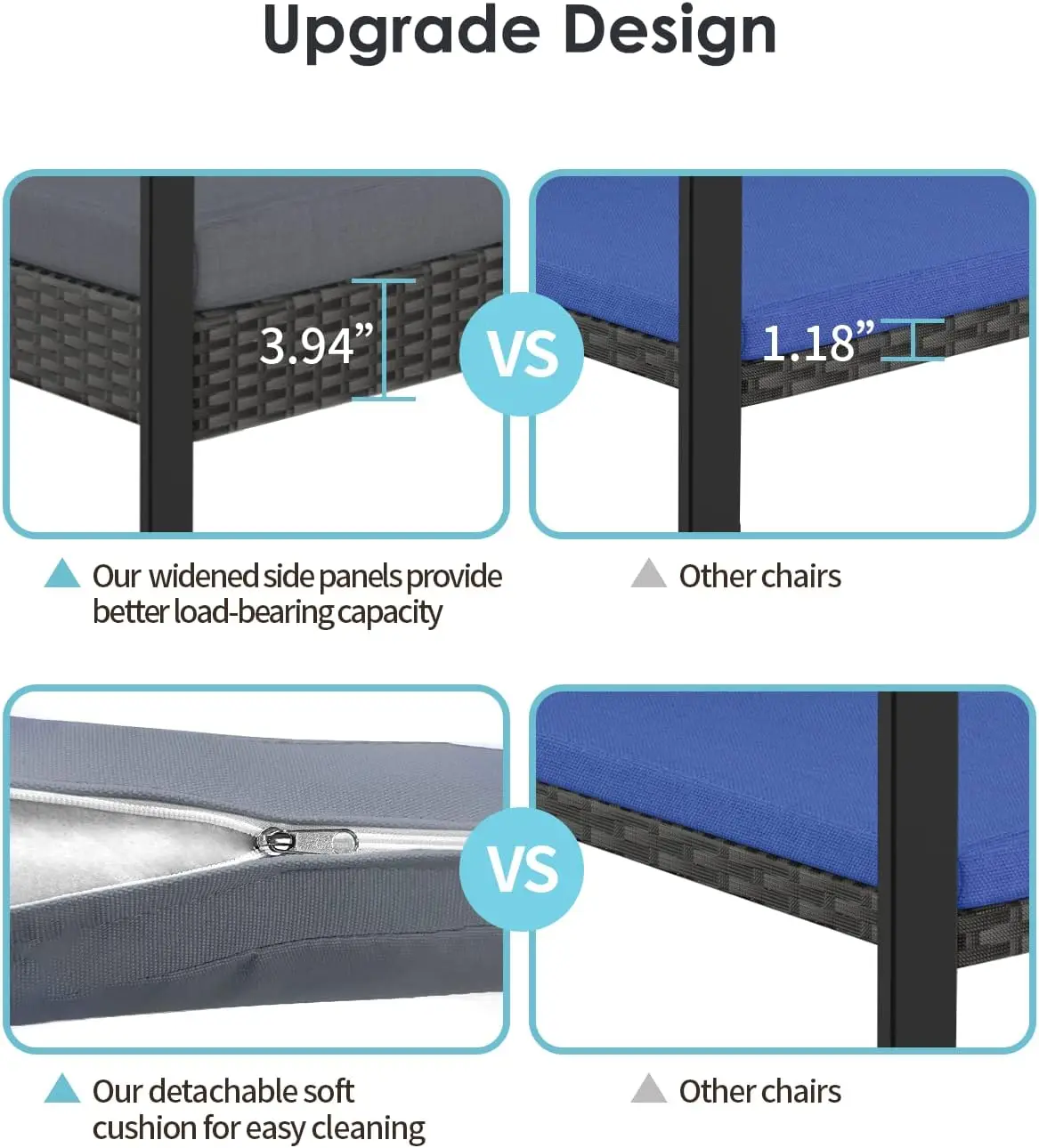 Juego de muebles de mimbre para Patio, mecedoras de exterior, muebles de exterior con mesa y cojines, muebles de porche de balcón