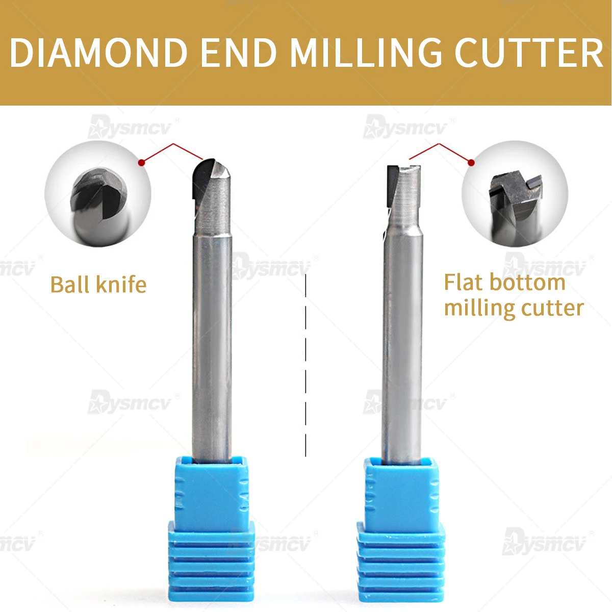 1PC Diamond End Milling Cutter PCD Single Double Edge Flat Bottom Cutter Ball End Milling Cutter CNC Lathe Diamond Milling Tools