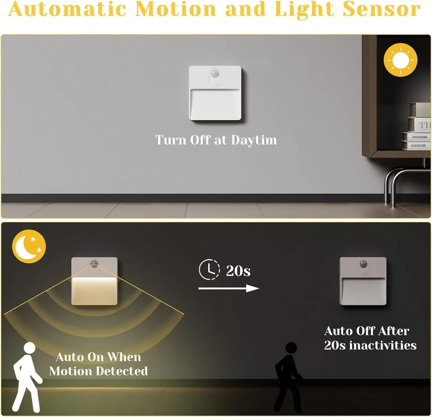 샤오미 RGB LED 야간 조명 모션 센서 포함, USB 충전식 벽 램프, 무선 LED 침실 주방 계단 옷장 조명