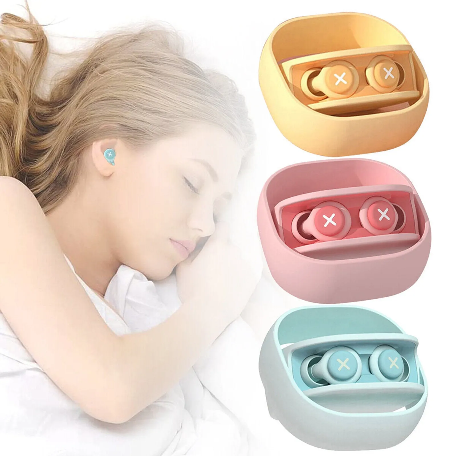 1 Pair Silicone Earplugs Sound Insulation Canceling Noise 3 Layers Sleep Noise Ear Plug Lightweight Portable for Sports Swimming