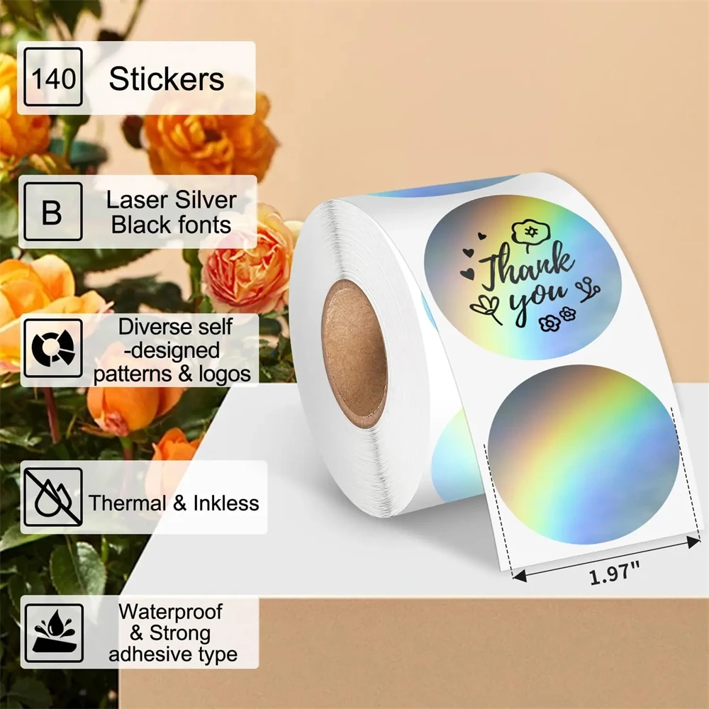 3 Rollos de Etiquetas Adhesiva - Round Sticker Thermal Labels Colored reseña y precio