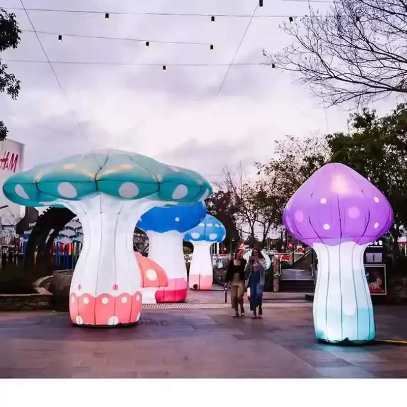 Giant Iatable Mushroom With Vivid Lights Party Supply Led Flowers Decoration For Alice In Wonderland Themed Activities