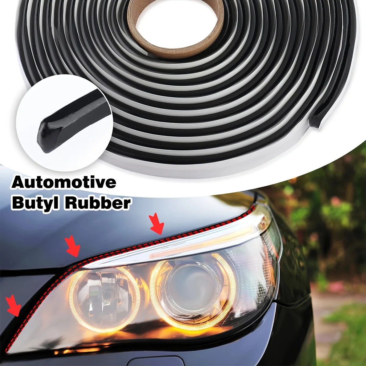 Car Headlight Sealant Seal Snake Butyl Rubber Glue Reseal HID Headlamps Taillight Shield Waterproof Tape for Automotive Lighting
