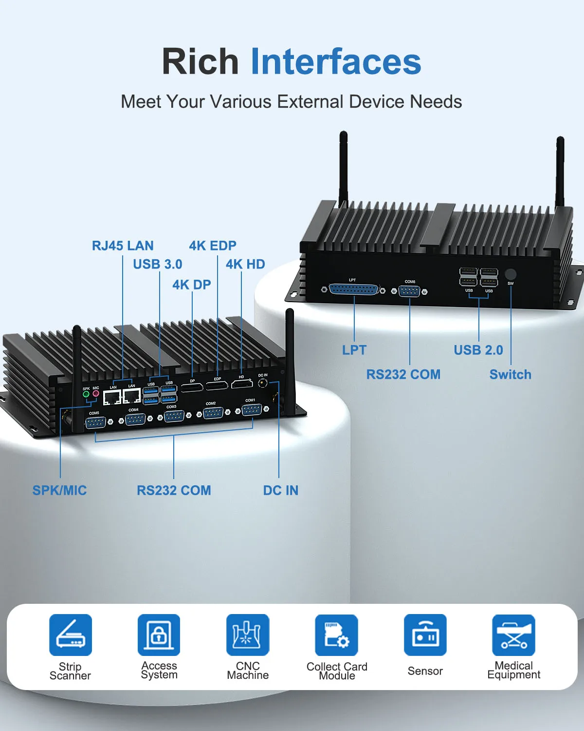 HYSTOU Computer Industrial 6×COM Compact Box  Fanless Mini PC Windows 11 Intel Core Quad CPU free shipping i5 8250U i7 8550U