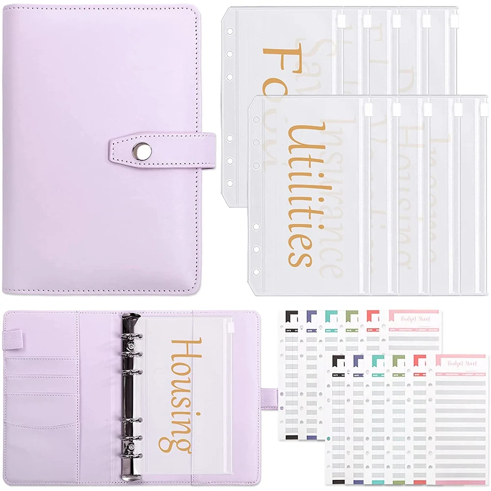 Budget Binder with Zipper Envelopes,Cash Envelopes for Budgeting,Money Organizer for Cash,Money Envelopes Budget Sheet B