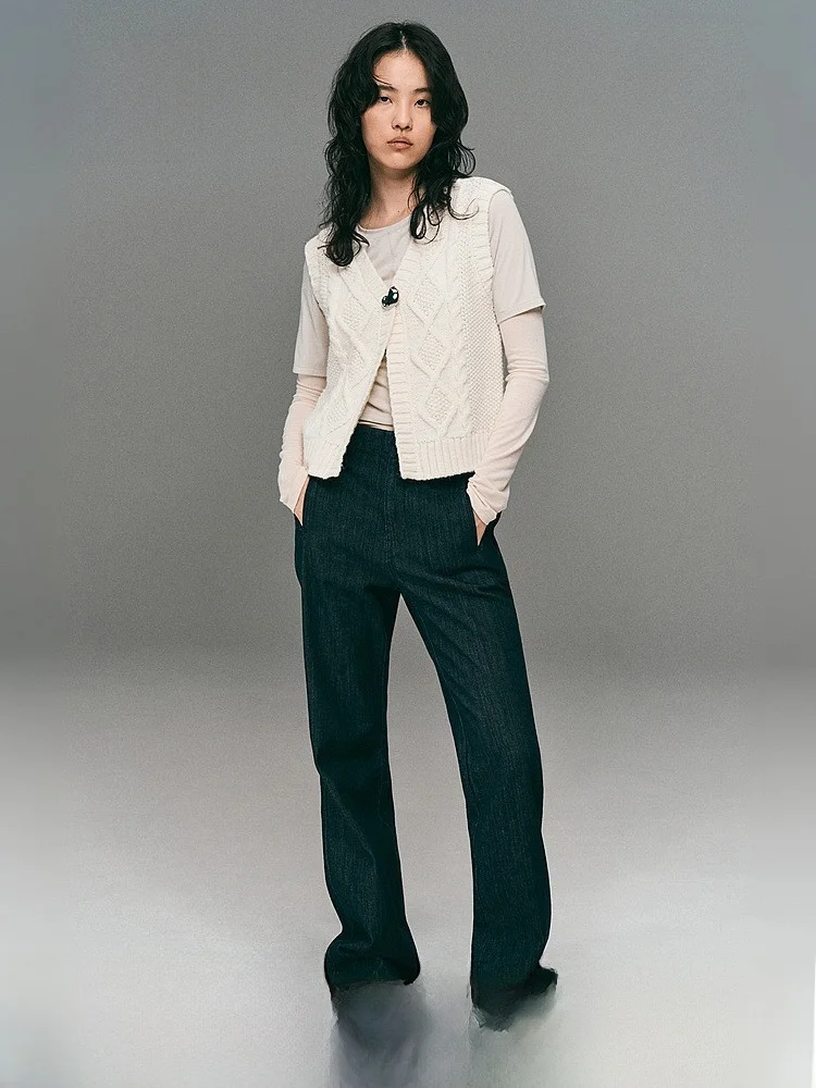 

H&M Winter Women's Knitted Vest Casual Sle Regular Thin Polyester Acrylic Nylon Blend Knitwear Casual Knitted Top