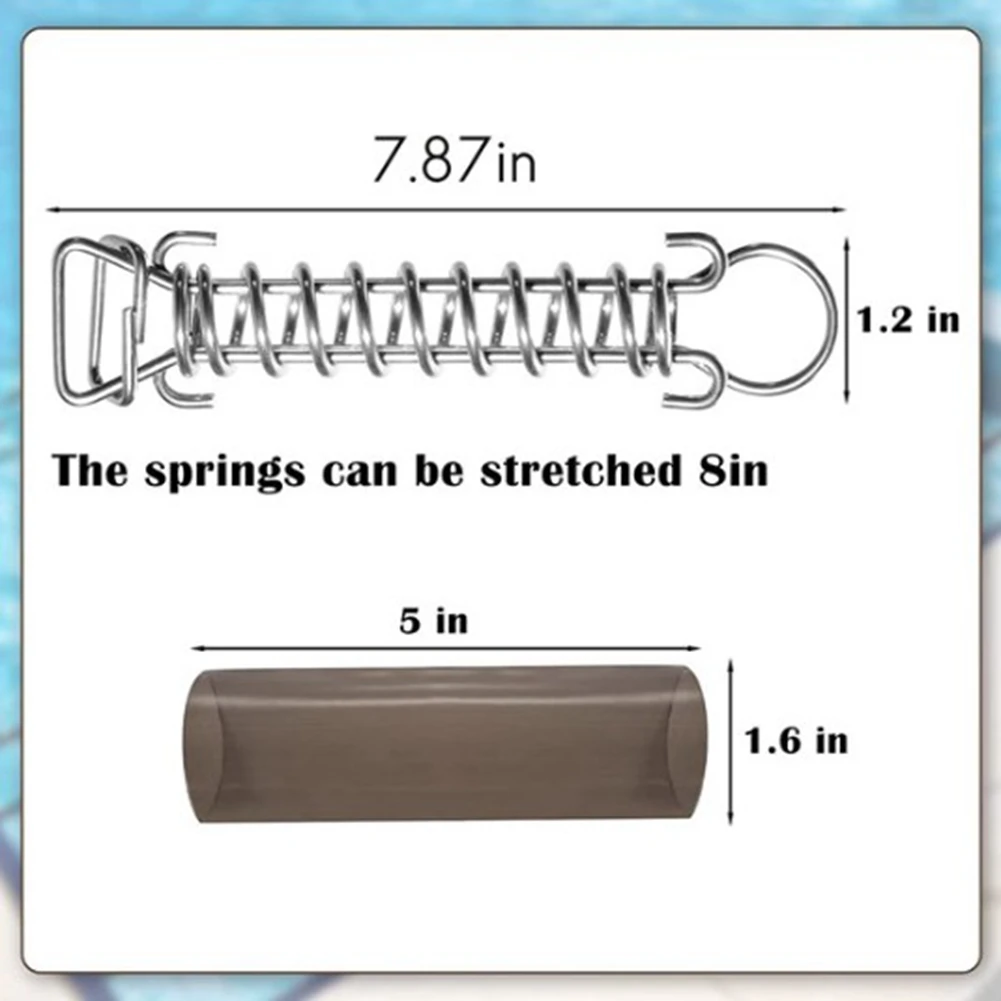 10Pcs Springs for Pool Cover Swimming Pool Cover Stainless Steel Spring with Stopper D Ring and Spring