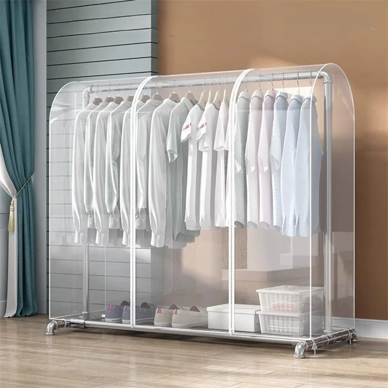 Garment Coat Dust Moisture proof Protection Transparent Square Full Cover for Floor-standing Drying Rack for Clothes - view 3