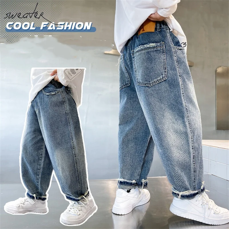 Boys Jean Pants Long Trousers Cotton 2024 Spring Autumn Baby\'s Kids Pants Teenagers Outwear High Quality Children\'s Clothing