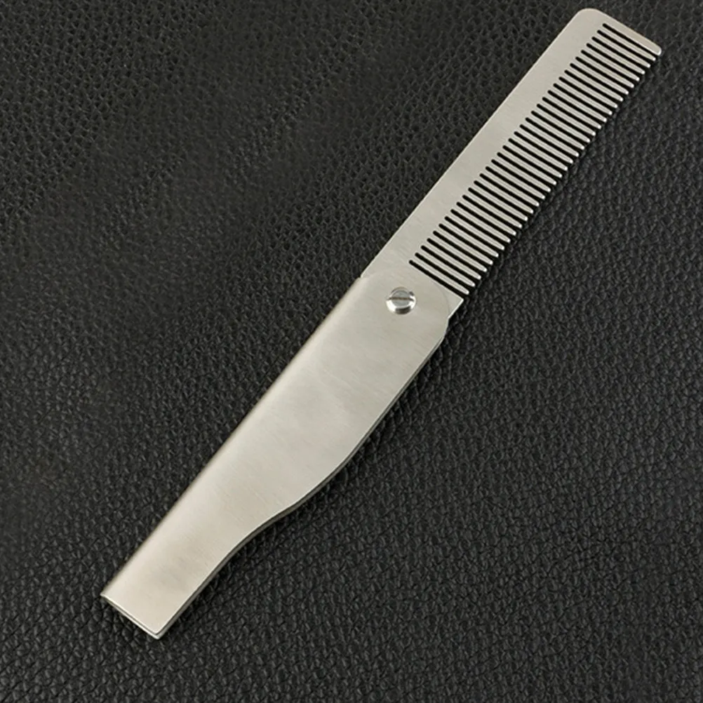 Stainless Steel Folding Comb for Men Compact Travel Pocket Beard and Hair Styling Comb Fine Tooth Detangler Groomsmen Gift Idea