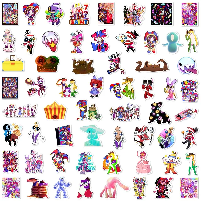 60PCS Cute The Amazing Digital Circus Series Graffiti Sticker Cartoon Role Creativity Printing DIY Luggage Skateboard Sticker - view 6