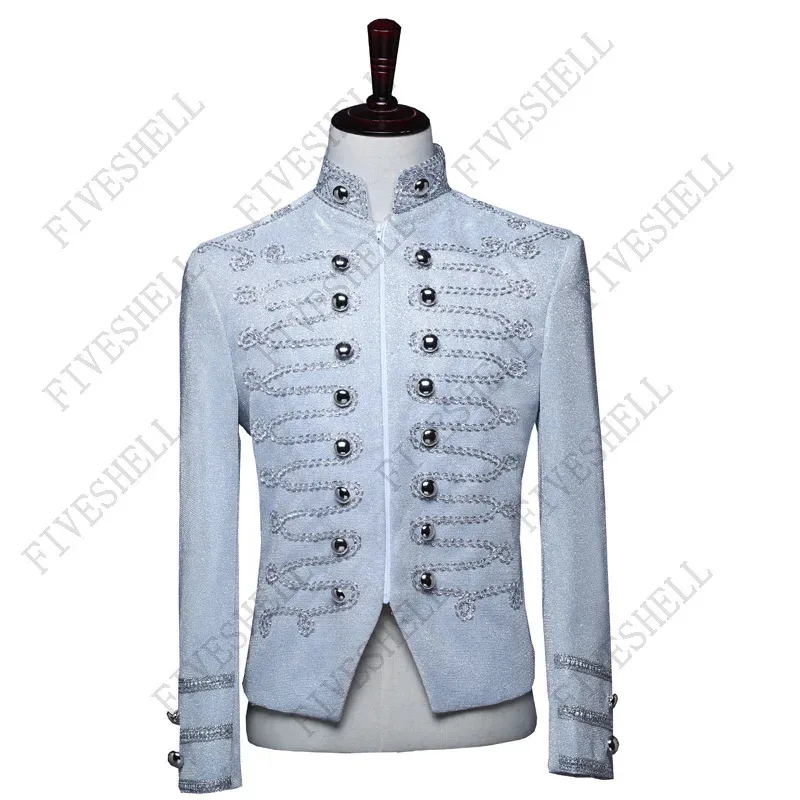 

zizi 2025 Medieval Punk Officer Military Drummer Blazer Jacket Double Brested Stand Collar Vintage Blazers Mens Stage Prom Costu