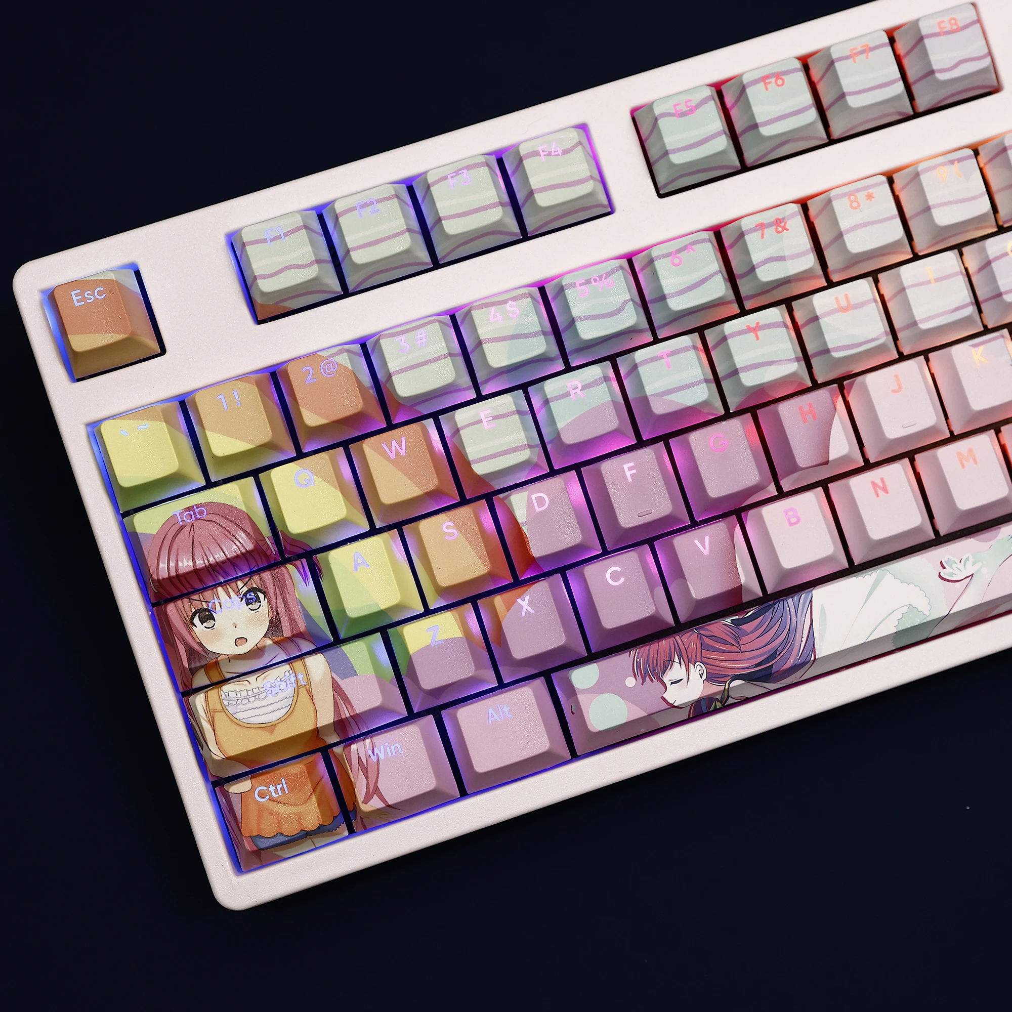 Umi Katou 108 keycaps PBT DYE Sublimation Light Transmitting Cherry MX Cross Axis Switch for Mechanical Keyboard Otaku Gift