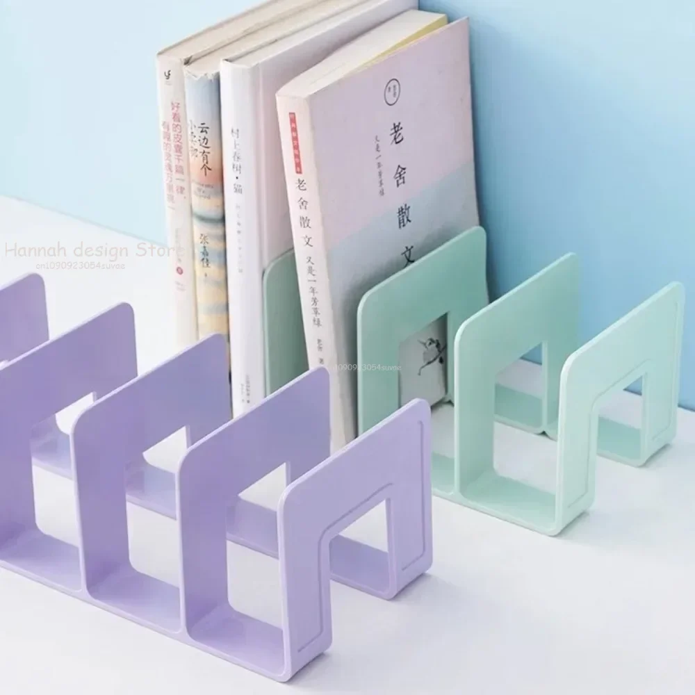 4 Grid Bookends Stand Bookshelf Desktop Decor Storage Rack Bookend Book Holder School Stationery Office Desktop File Organizer