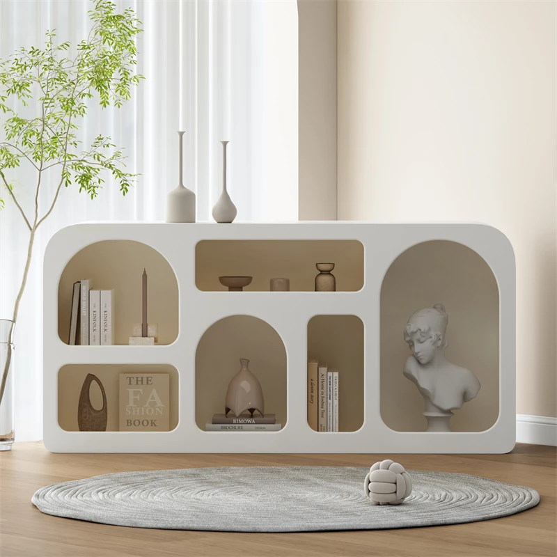 

Cream wind bookcase bookshelf Internet celebrity ins wind shelf Floor-to-ceiling cabinet Storage cabinet Living room bookshelf C