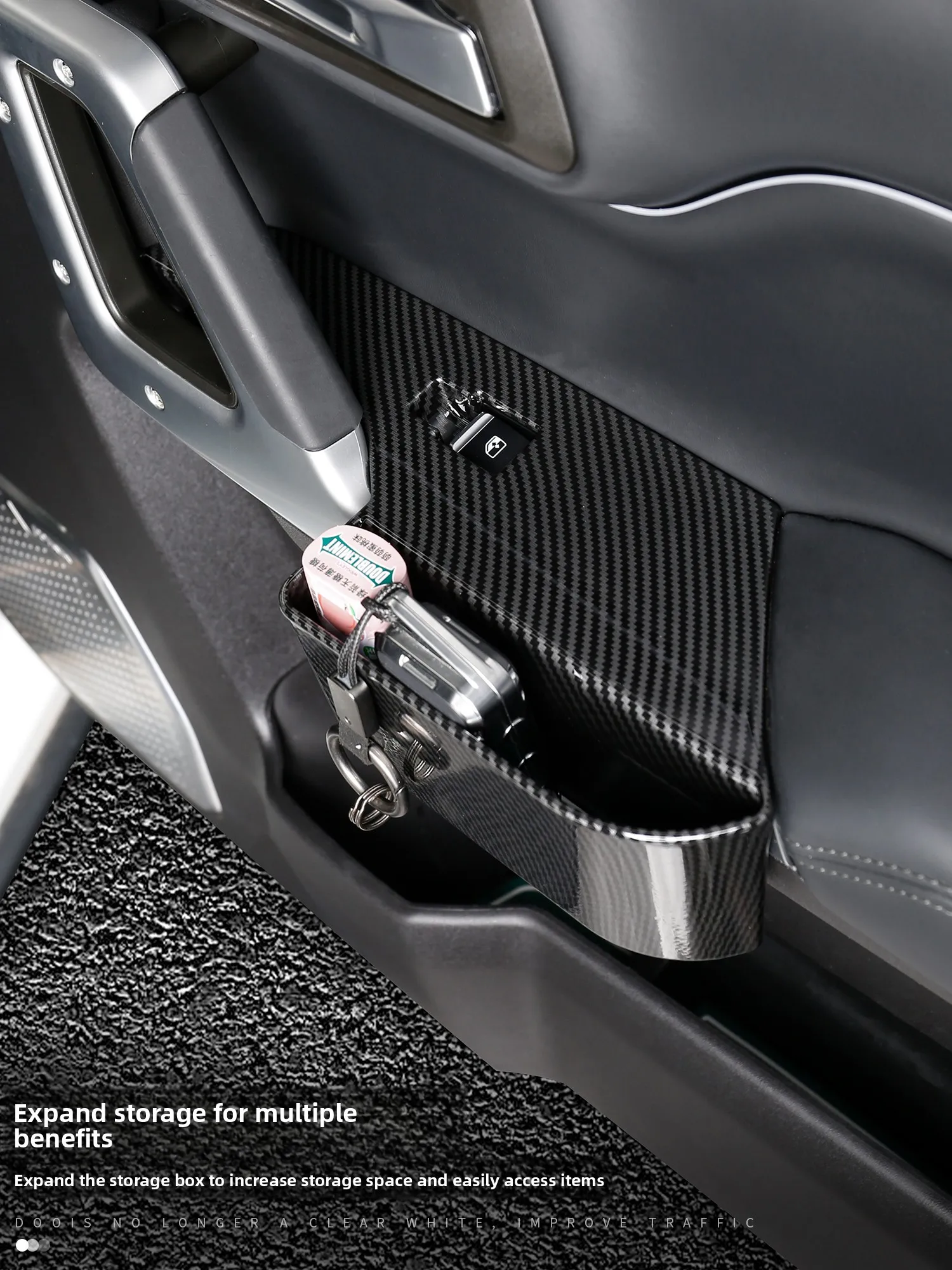 For BJ BAIC 212 T01 2025 2026 Car Door Window Lift Panel Storage Box ABS Carbon Fiber Protective Cover Car Interior Accessories detail image 4