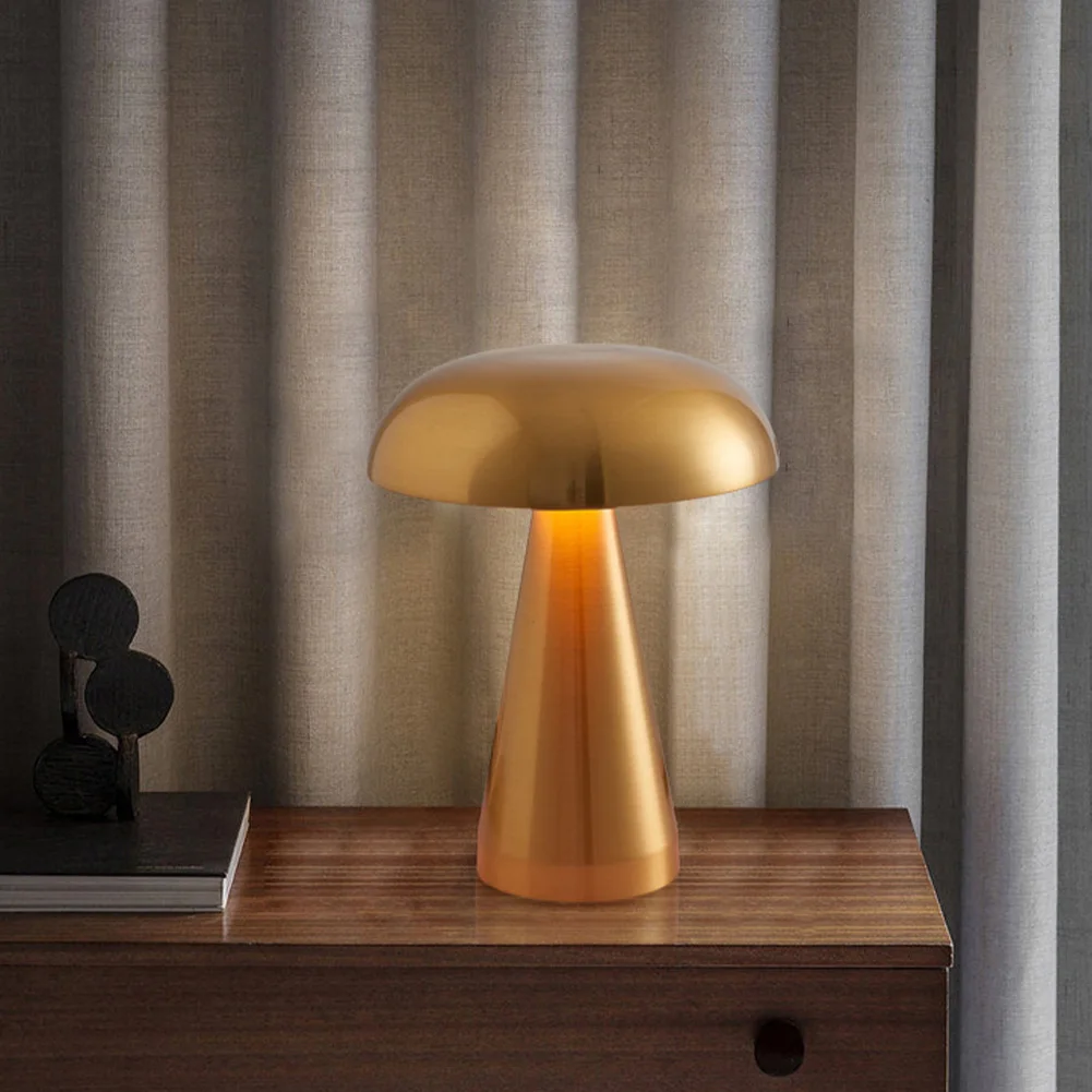 

3W Mushroom Bedside Table Lamp USB Rechargeable LED Night Lamp Bedside Light 2 Color Touch Dimmable Metal Lamp Living Bedroom
