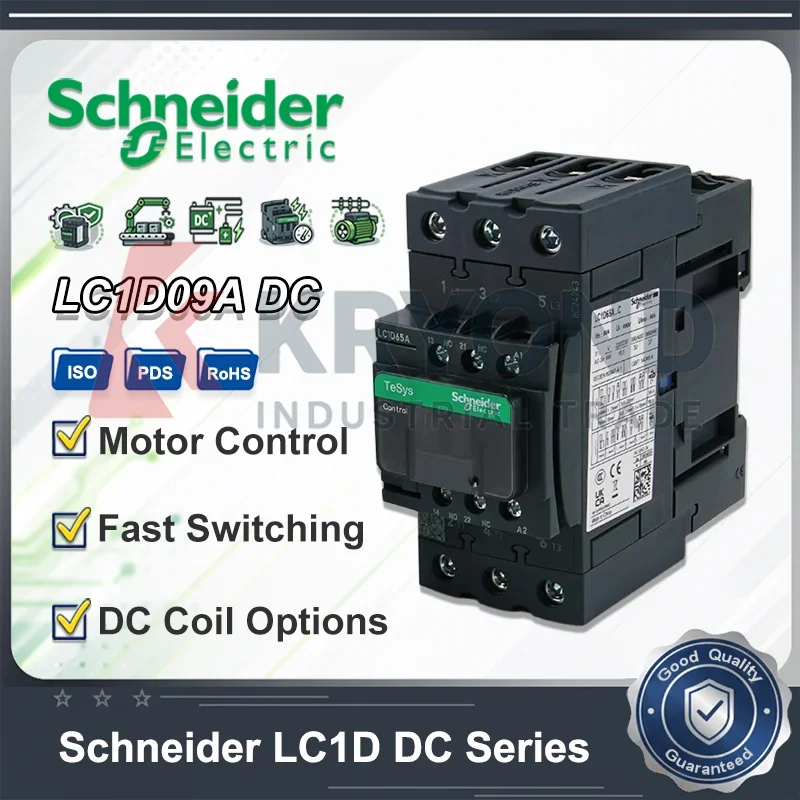 

Schneider TeSys LC1D Magnetic DC Contactor 3P Motor Control Relay Industrial Power Switching Component 24V 48V 110V 220V Coil