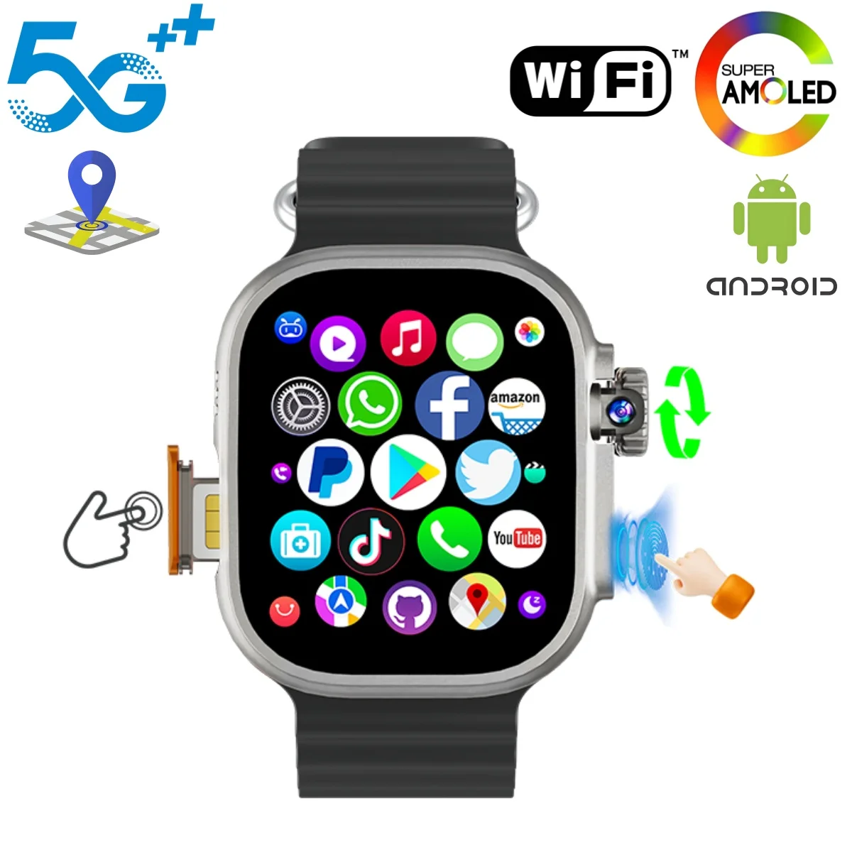 

DW100 Pro 5G LTE Smartwatch Fingerprint Unlock Control Smart Watch 512GB ROM Free Download App WIFI GPS Camera 2.29inch Amoled