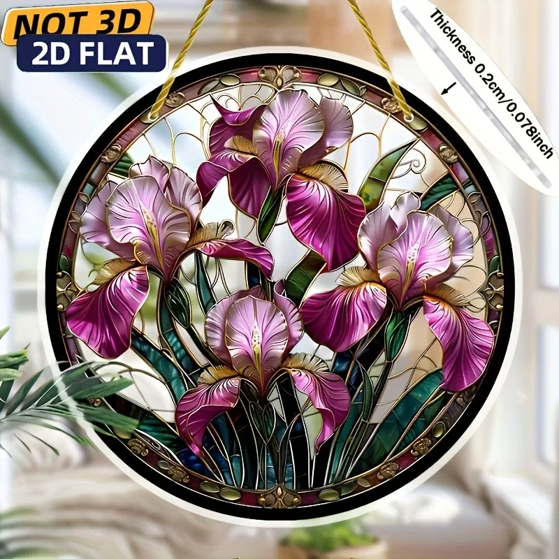 Vibrant Purple Iris Acrylic Sun Catcher, Colorful Floral Design for Home  Perfect for Porch,Unique Gift for Friends and Family,