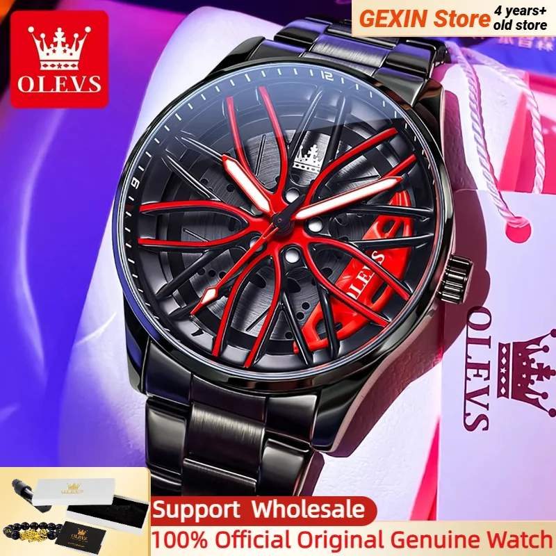 

OLEVS 9937 Роскошные оригинальные мужские кварцевые часы высокого качества с вращающимся колесом, деловые спортивные мужские водонепроницаемые светящиеся брендовые часы