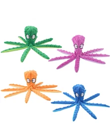 Pet Plush Toy Octopus Shape Dog Puzzle Toys Squeak Toy Bite-resistant Dog Supplies Pet Food Leaker Dog Teeth Cleaning Chew Toys