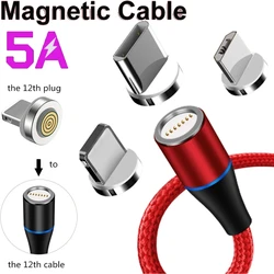 5A 마그네틱 USB 타입 C 케이블 SFC 화웨이용, 아이폰 샤오미 삼성 OPPO 마이크로usb 안드로이드용 고속 충전