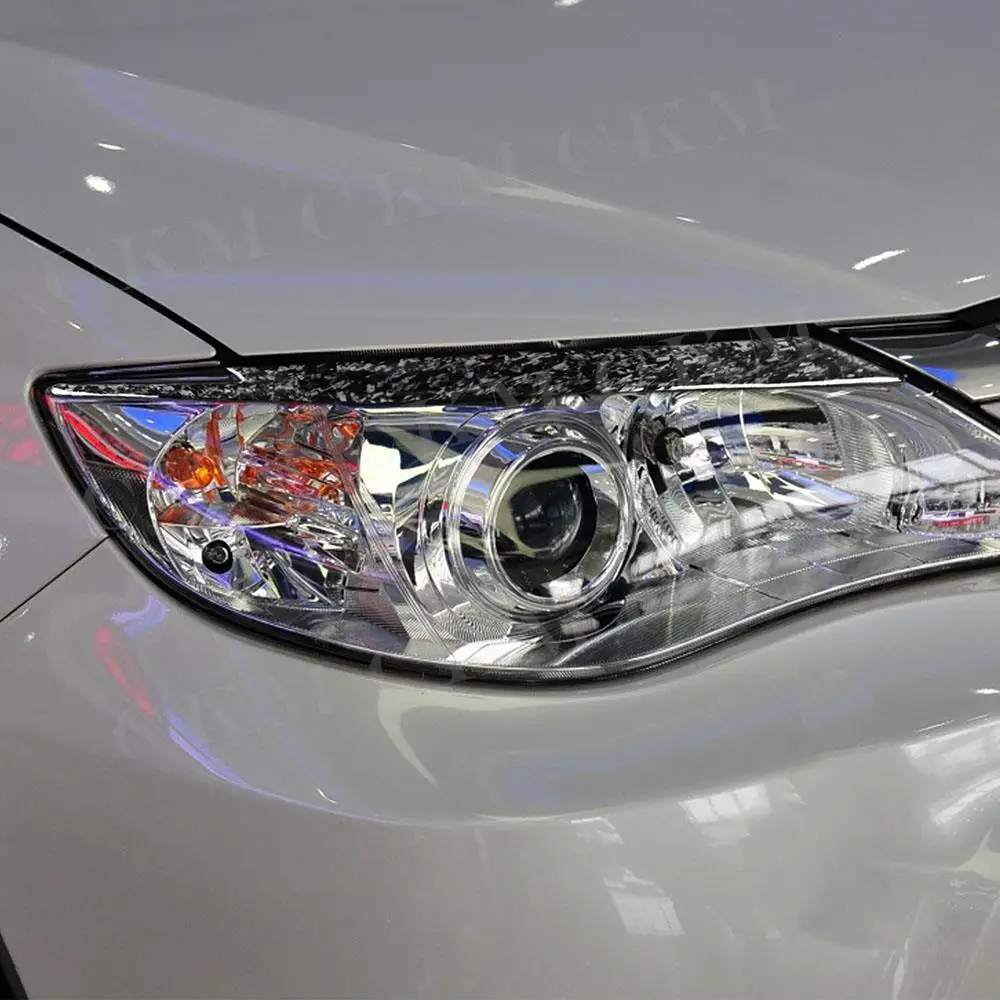 

CKMUUER Forged Carbon Fiber Headlight Covers Stickers Front Bumper Eyebrow Decoration for Subaru WRX 10th 2008 - 2011 Trims