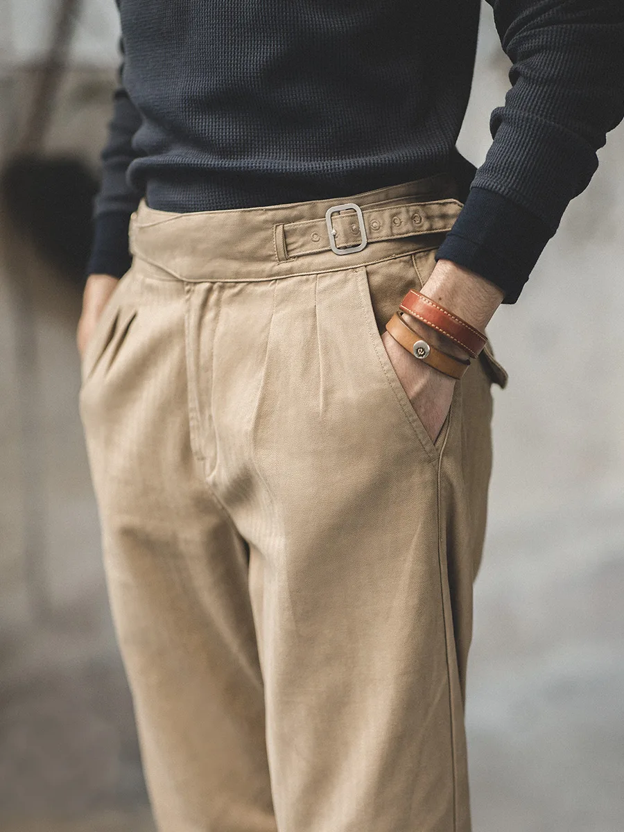 

Maden Workwear American Retro Guerga Men's Naples Khaki West Pants Kulkha Men Autumn Winter Straight Leg Cotton Cas...