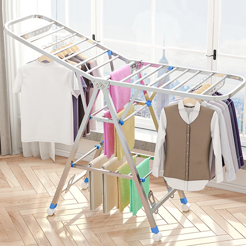 Heavy Nordic Clothes Hanger Rack Balcony Pretty Kids Storage Drying Rack Tripod Wall Cabides Para Roupas Home Furniture