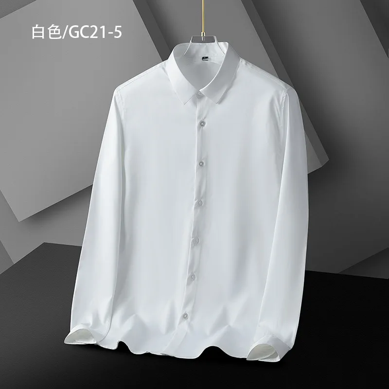 

Micro Stretch 6XL Anti-wrinkle Work Shirt Men Long Sleeve Slim Fit Short Sleeve Shirts for Men Causal White Black