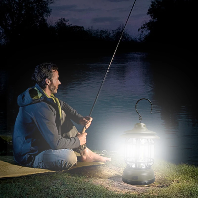 Retro Mini LED Camping Lantern Warm White USB Recharge Travel Tent Lamp Vintage Outdoor Lighting Portable Fishing Lamp