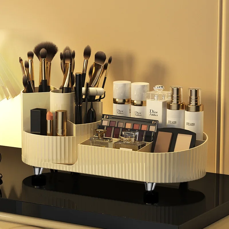 

Cosmetic storage box, rotating pen holder, dressing table, desktop, large capacity makeup brush, lipstick storage rack