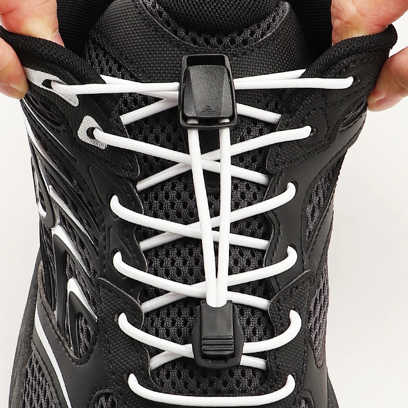 No Tie Shoelaces Lazy Lock Shoelace Elastic Shoelace Sneakers Tennis Round Laces Without Ties Unisex Adult Kids Shoe Accessories