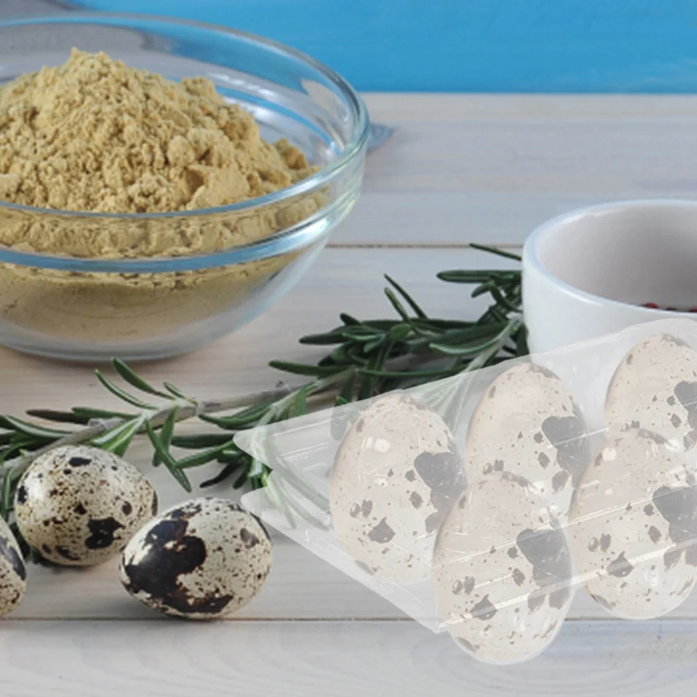 

100Pcs Quail Egg Cartons PVC Clear 6-Grids Egg Holder Trays for Refrigerator Food Packaging Storage Plastic Serving Tray