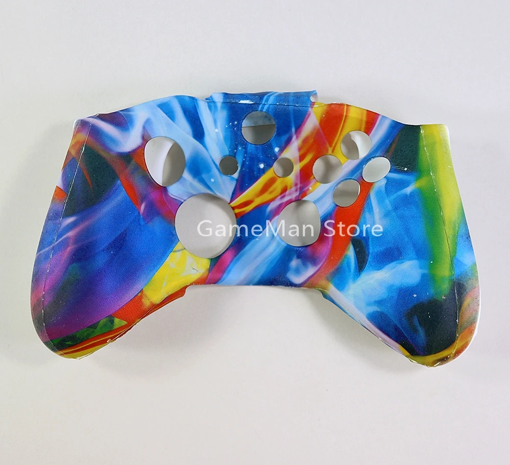 10 pçs para xbox um s controlador protetor de transferência de água impressão camuflagem capa apertos tampas silicone capa protetora da pele