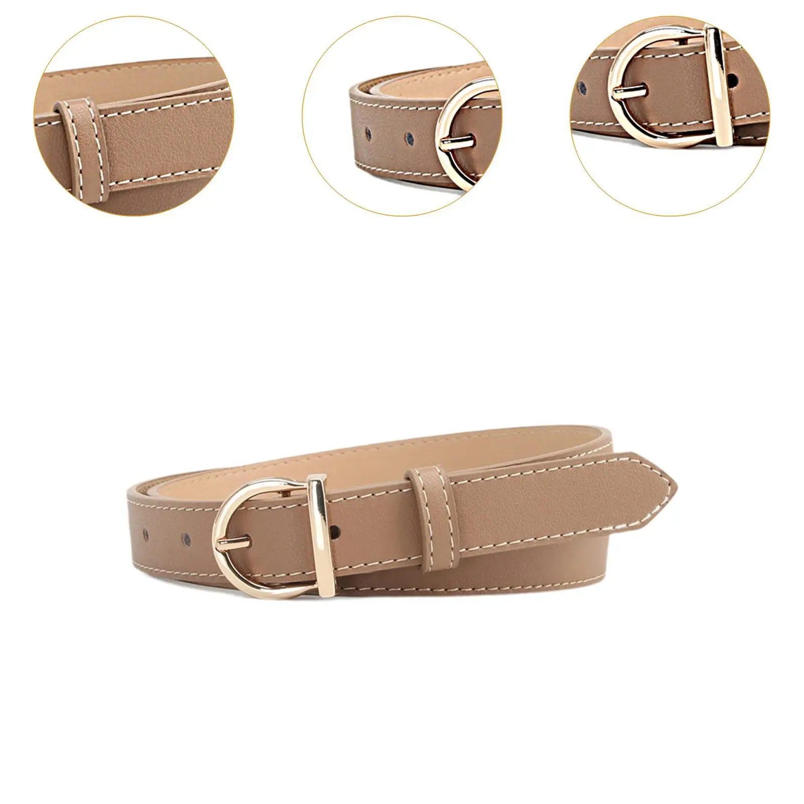 حزام جينز نسائي من جلد البولي يوريثان متعدد الاستخدامات قابل للتعديل إكسسوارات جينز للسيدات وحزام بدلة حزام بإبزيم معدني #5